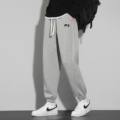 奥特莱斯运动裤男士秋冬季纯棉加绒休闲裤子潮流百搭青年宽松卫裤