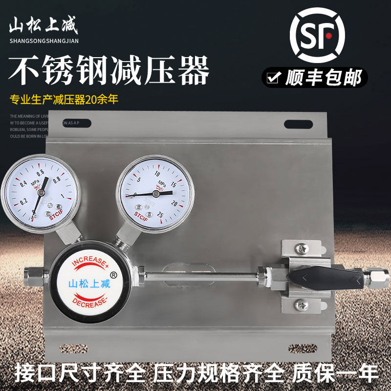 不锈钢面板减压阀气体管路二级终端控制减压器氧气氮气氩气氦气表