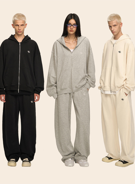 CLIMAX VISIONCV刺绣休闲套装加绒开衫连帽卫衣弯刀香蕉裤男女款