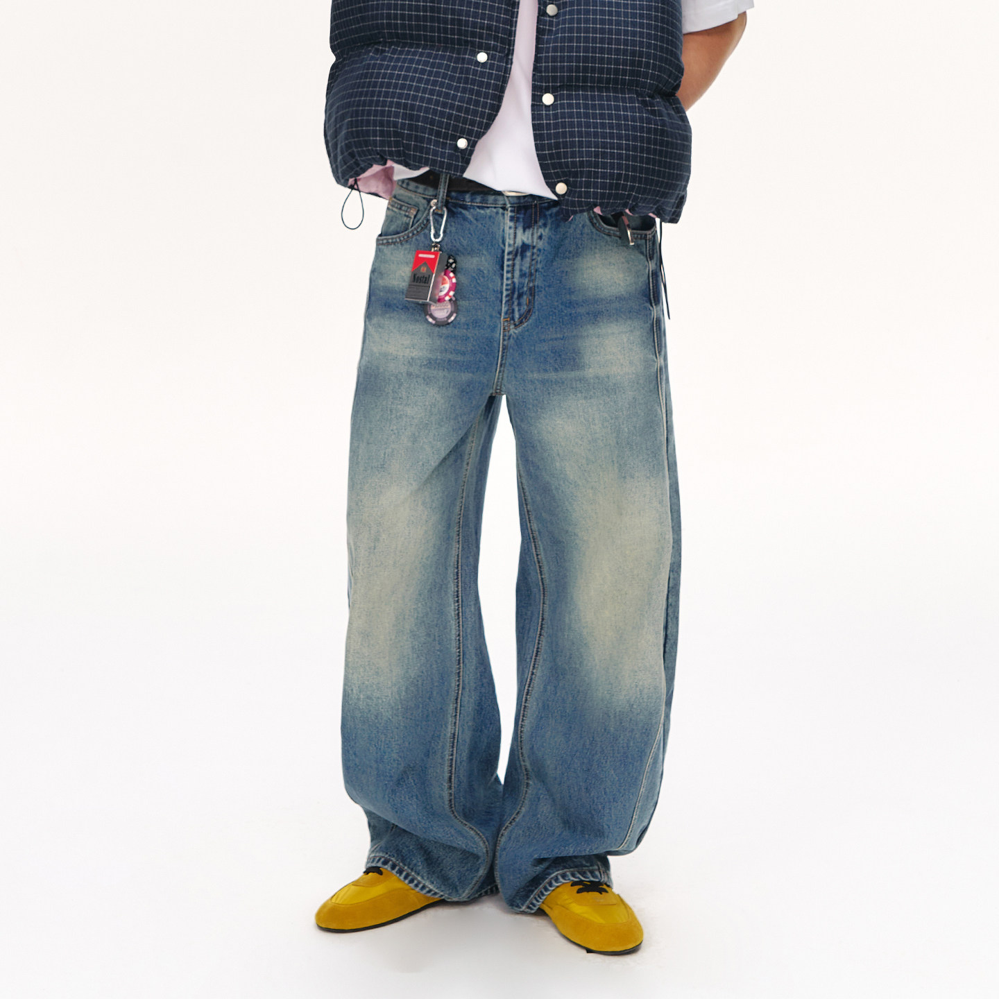 CLIMAX VISION立体剪裁重工水洗做旧复古立体弯刀牛仔裤长裤