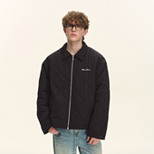 CLIMAX VISION经典 菱形格纹复古夹棉夹克男休闲宽松翻领棉服外套