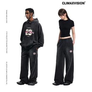 连帽卫衣休闲裤 男女同款 VISION水洗炒色做旧复古印花套装 CLIMAX