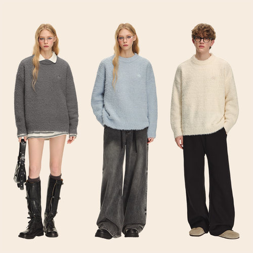 CLIMAXVISION泰迪绒刺绣毛衣