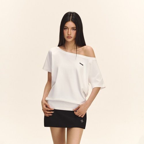 CLIMAXVISION一字肩堆叠短袖