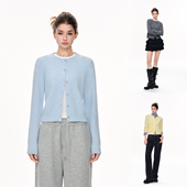 CLIMAX VISION软糯温暖绒毛感羊毛混纺卷边圆领复古针织开衫 毛衣