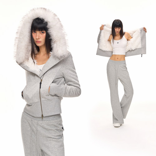 CLIMAX VISION云朵包裹感/斜襟拉链毛绒内胆可拆卸连帽保暖外套