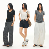 CLIMAX VISION莱赛尔天丝云感亲肤舒弹V领短袖 T恤女百搭基础tee