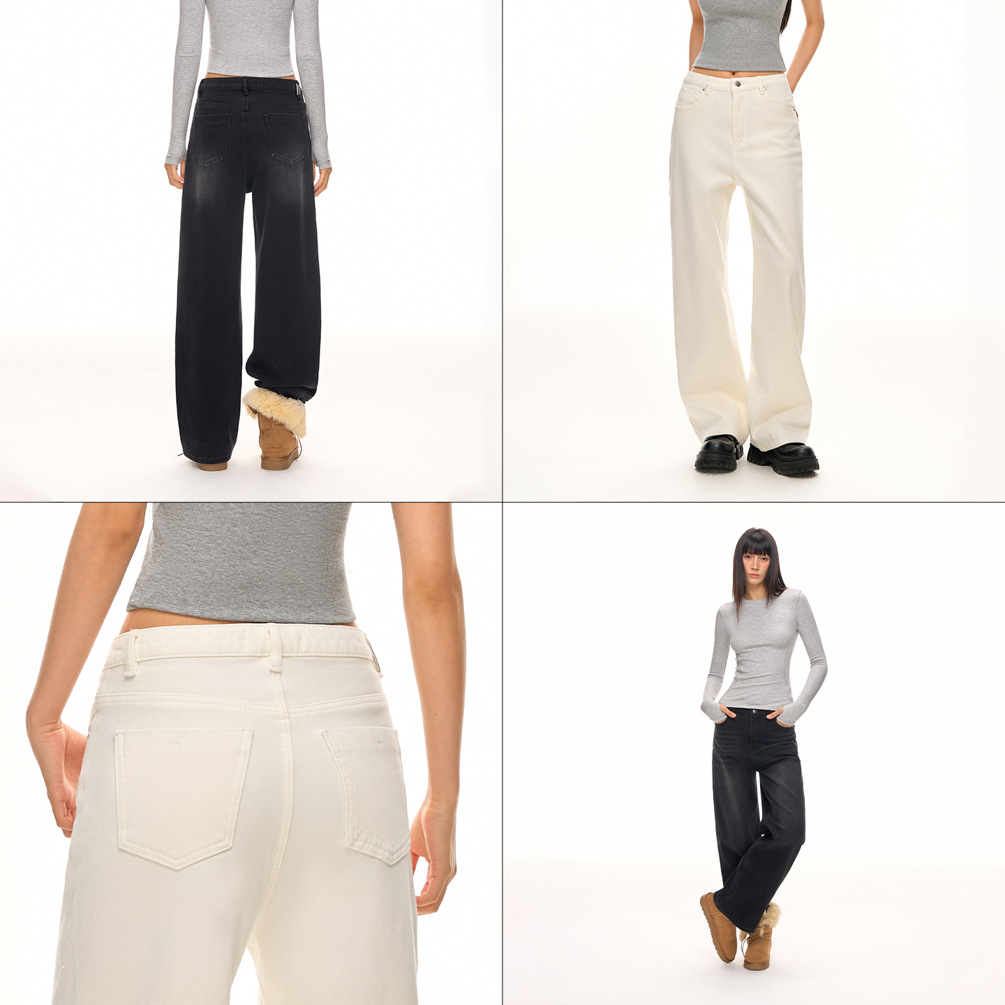 CLIMAX VISION经典基础款加绒保暖高腰显瘦水洗直筒牛仔裤长裤