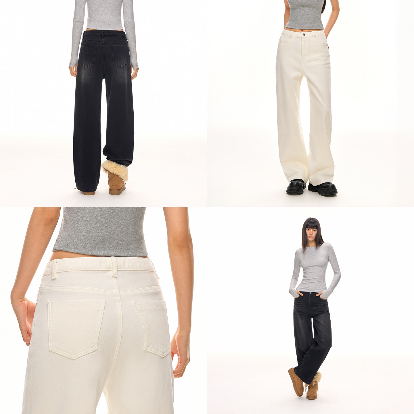 CLIMAX VISION经典基础款加绒保暖高腰显瘦水洗直筒牛仔