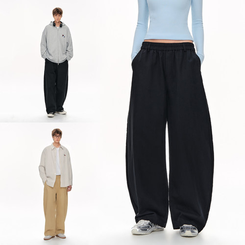 CLIMAX VISION水洗质感立体弧形剪裁廓形弯刀休闲直筒长裤男女款