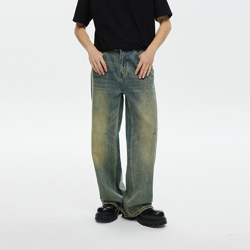 CLIMAXVISION复古阔腿牛仔裤