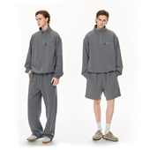 CLIMAX 短裤 VISION褶皱肌理感复古半拉链立领卫衣 休闲直筒长裤