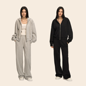 CLIMAX 连帽卫衣女休闲直筒裤 VISION满天星满身烫钻套装 拉链开衫