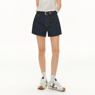CLIMAX VISION莱赛尔复古蓝原牛百搭中高腰阔腿直筒牛仔短裤女款