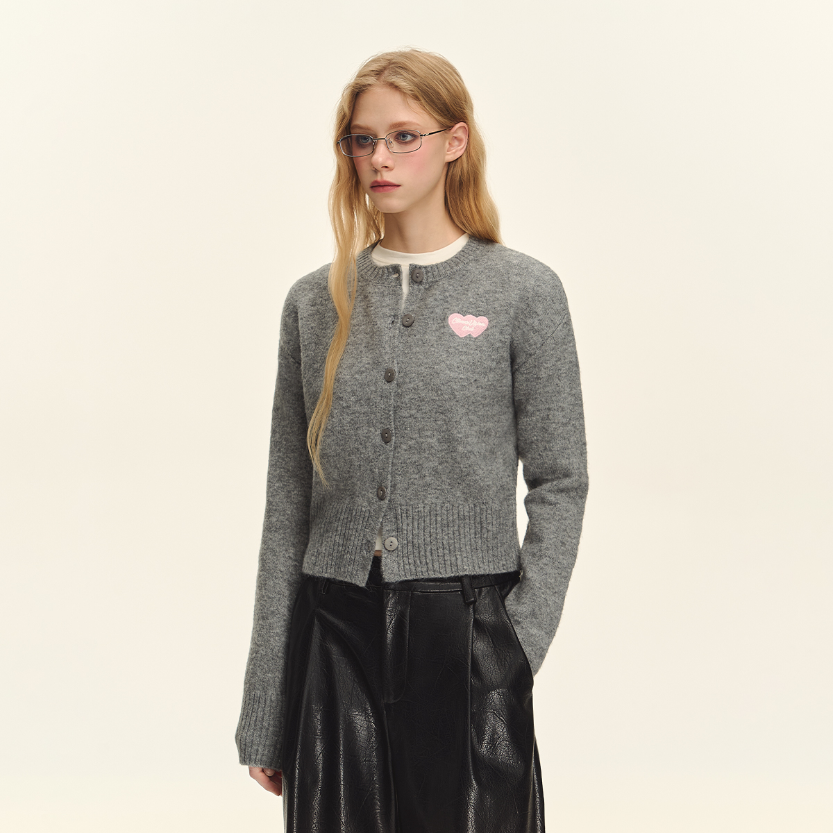 CLIMAXVISION爱心撞色针织开衫