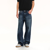 长裤 CLIMAX VISION水波纹复古重工水洗落色直筒显瘦牛仔裤