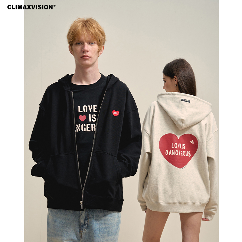 CLIMAXVISION爱心拉链帽衫