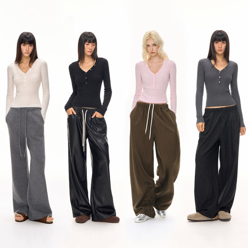 CLIMAX VISION保暖内搭/软糯亲肤羊毛混纺纽扣V领针织长袖打底衫