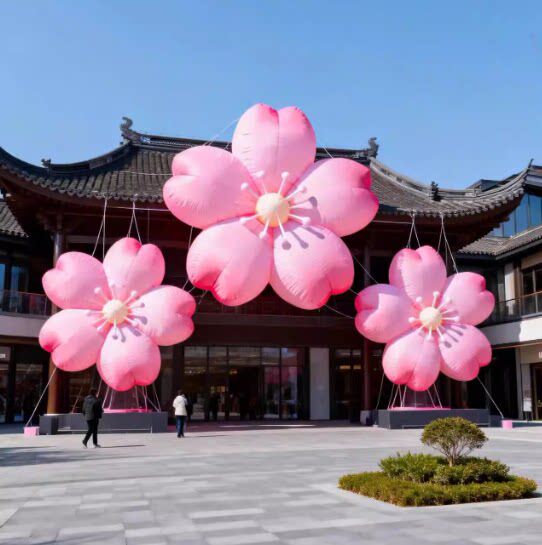春季美陈粉色樱花花朵充气拱门气模网红拍摄打卡引流装饰活动布置