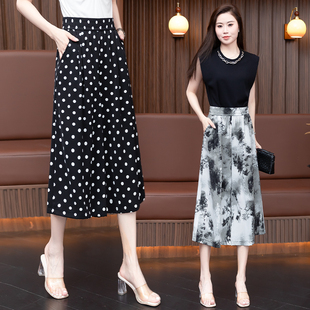 女夏七分裤 八分裤 2026新款 裙阔腿裤 高腰宽松垂感妈妈裤 冰蚕丝裙裤