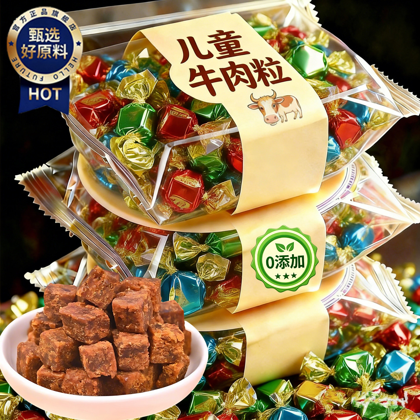 央妈推荐牛肉粒官方旗舰店内蒙古原切牛肉粒零食年货糖儿童无添加