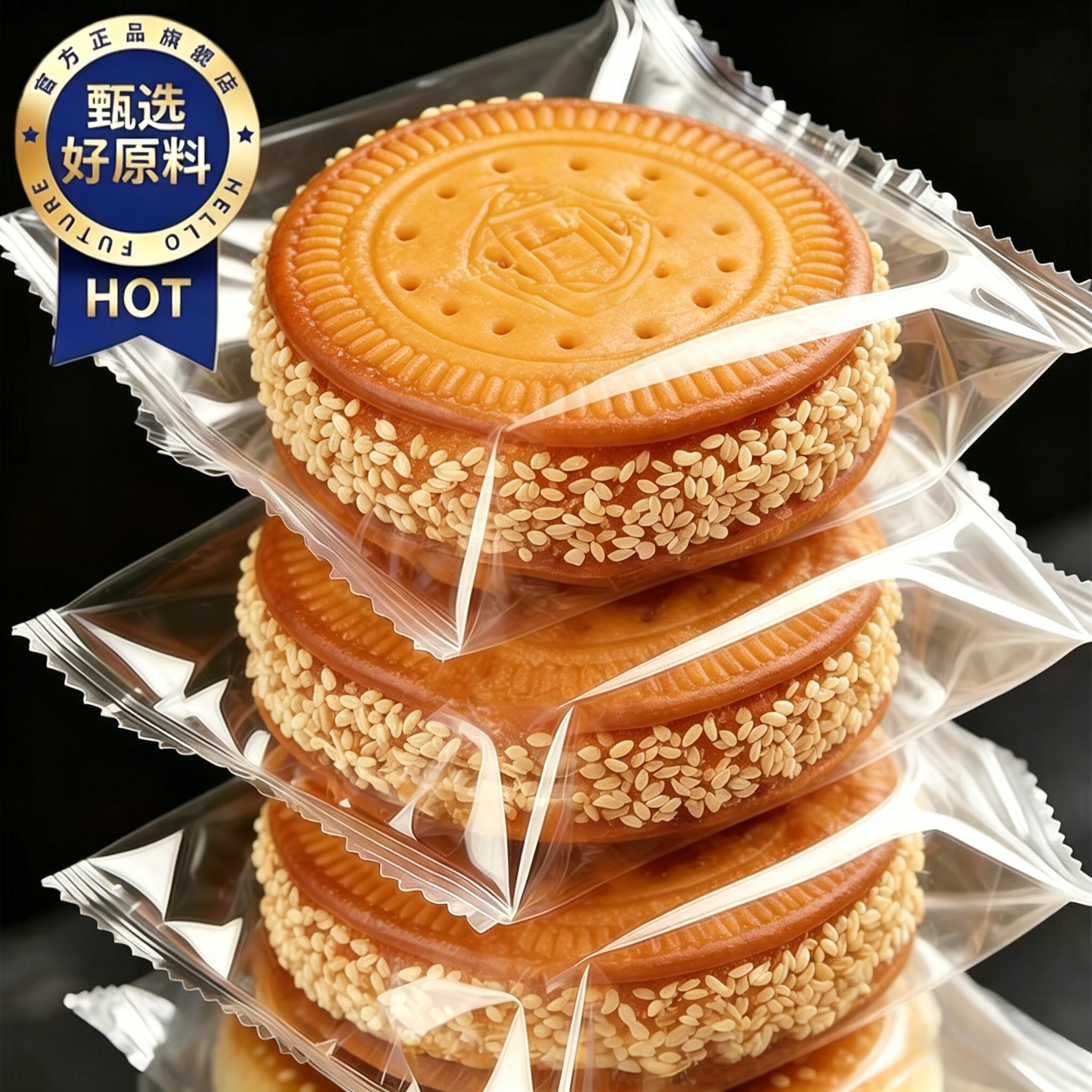 天猫甄选！老式南瓜饼正宗芝麻糯米早餐纯手工传统老式糕点心零食