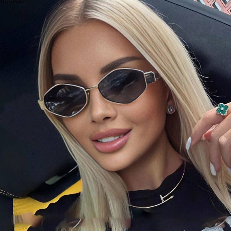 时尚墨镜女金属菱形小框多边形街拍眼镜旅游太阳镜钓鱼眼镜潮流