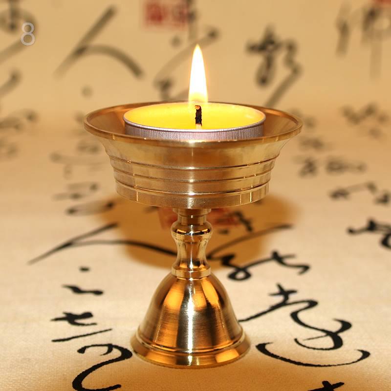 蜡烛烛台 酥油灯座小 台座铜灯盏纯铜苏油灯供灯家用寺庙黄铜托台