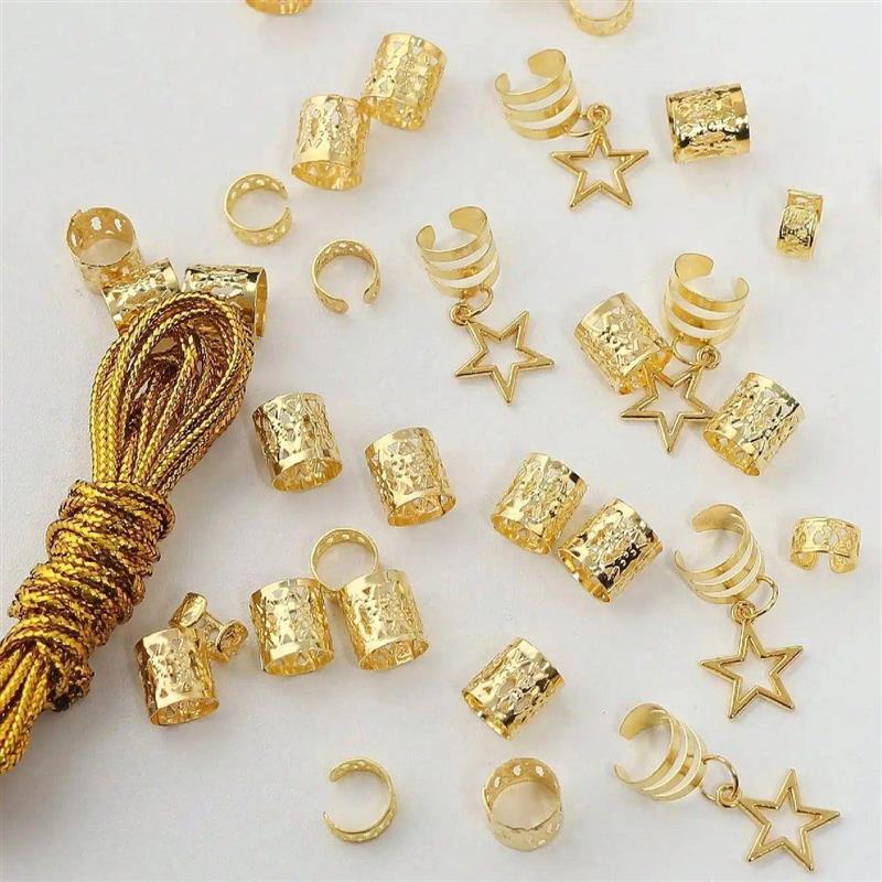 36pcs Star Decor Hair Ring Accessories ,Beads Hair Braid