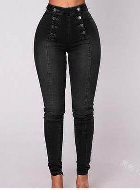 Ladies elastic slim jeans pants women trousers女牛仔裤高腰弹