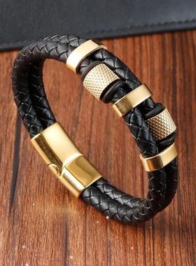 Charm Braid Rope Bracelet For Men Stainless Steel Magnetic B