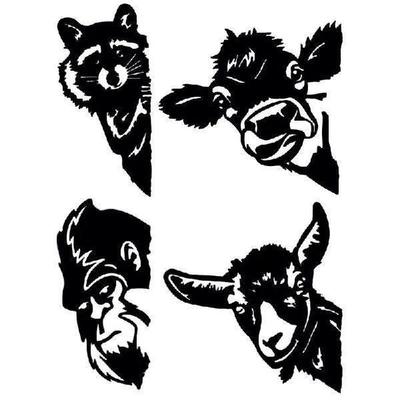 Peeping Animals Fence Art Decoration Cute Animal Metal