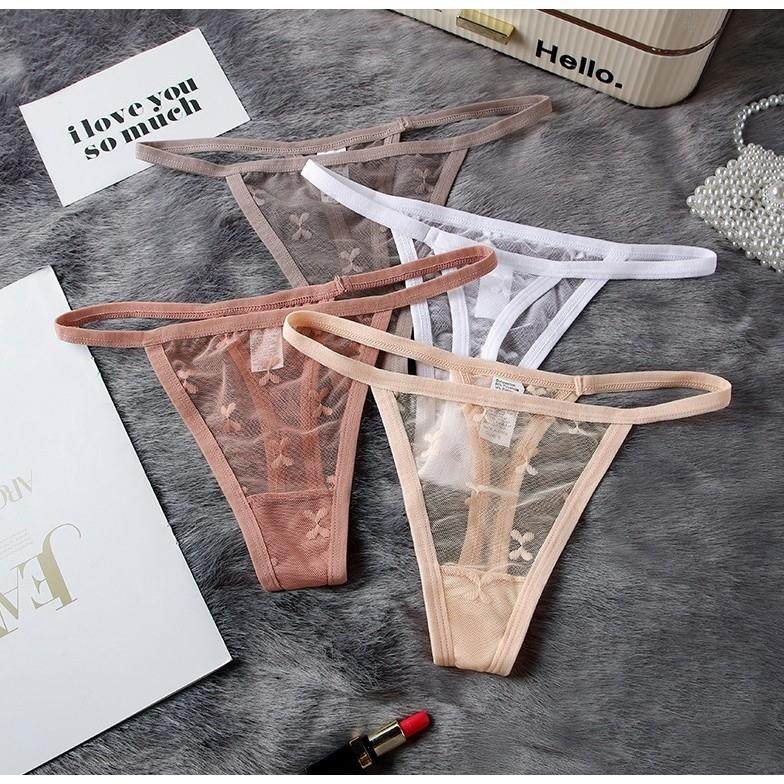 Women Mesh Thong Floral G-string Panties Ladies Sexy T-Back