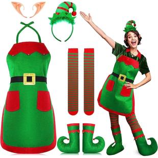 Elf Costume Cosplay Props Santa Halloween Apron Christmas