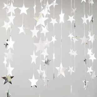 Silver Paper Garland String Gold Star Banners Bright