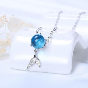 pendant mermaid necklace female sterlin Guanming s925 silver