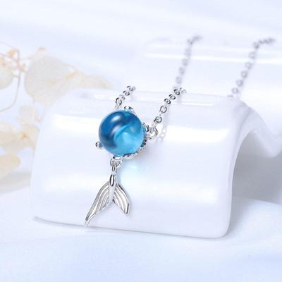 Guanming silver mermaid pendant necklace female s925 sterlin