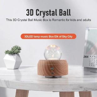 Music Box The Luminous Ball Deer Rotating Crystal