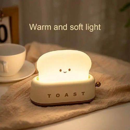 Cartoon LED Night Light Cute Home Decor Kawaii Bread Table