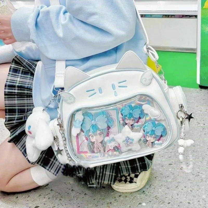 Y2K Korean Cute Cat Ita Bag Japan Kawaii PU Crossbody Bag Gi