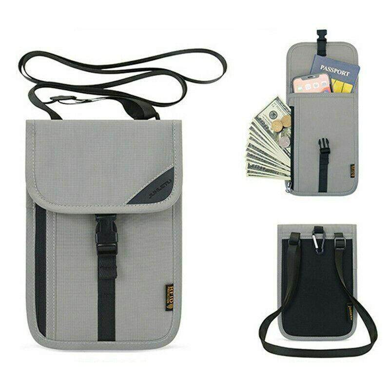 RFID Passport ID Bag Travel Multi-Functional Hanging Neck Sm