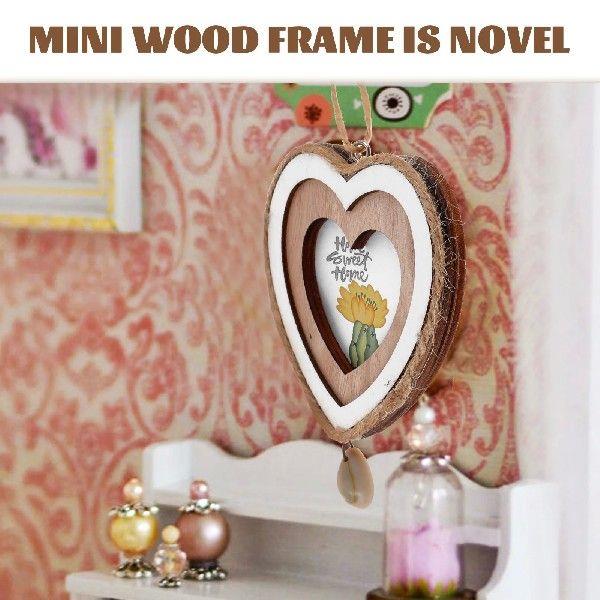 Miniature Wooden Photo Frame Pendant Vintage Picture Frames