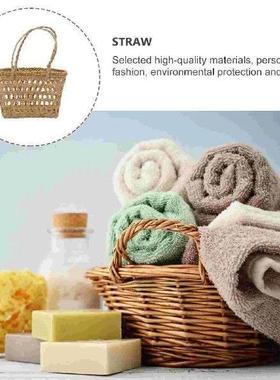2 Pcs Decorative Straw Small Flower Basket Storage Baskets