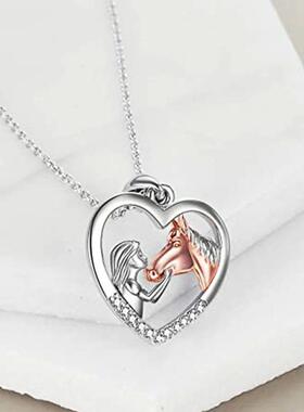 Creative Girl and Horse Friendship Necklace for Women Human