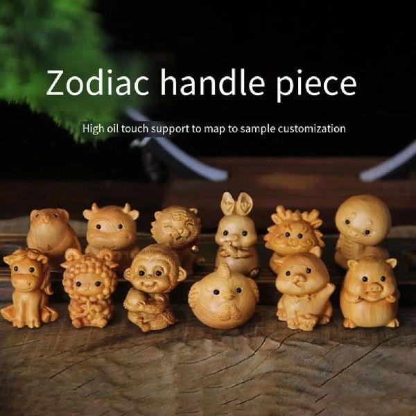 Wood Carving Miniature12 zodiac ornaments Rat tiger rabbit