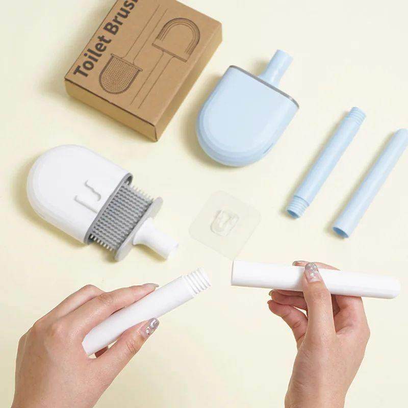 1pcs mini wall mounted toilet brush, soft silicone brush, no