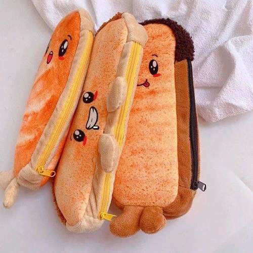 1pc Creative Toast Bread Pencil Case Large Capacity