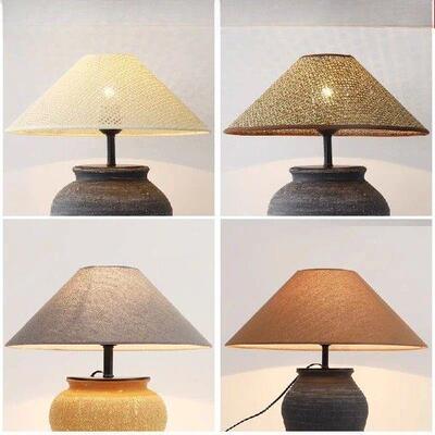 E27 Table Lamp Lampshade Linen Fabric Shell Japanese Zen