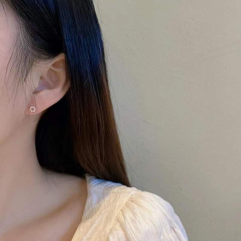 S925 silver needle fashion checkerboard black and white love