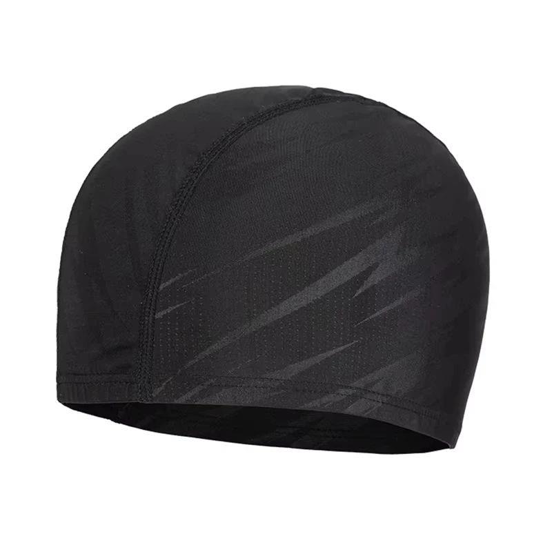 Women Men Spandex Swimming Cap Black Lightning Shark Skin Le